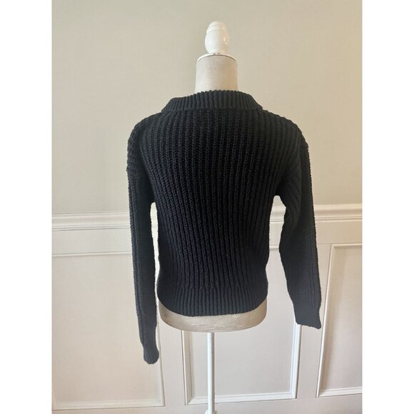 Gap XS Petite Black Chunky Knit Half-Zip Sweater - Picture 3 of 5
